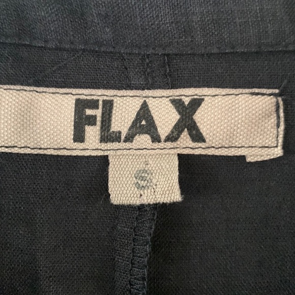 Flax 100% Linen Lagenlook Jacket/ Blouse/ Blazer Size S Black Button Down Shirt - Picture 2 of 12